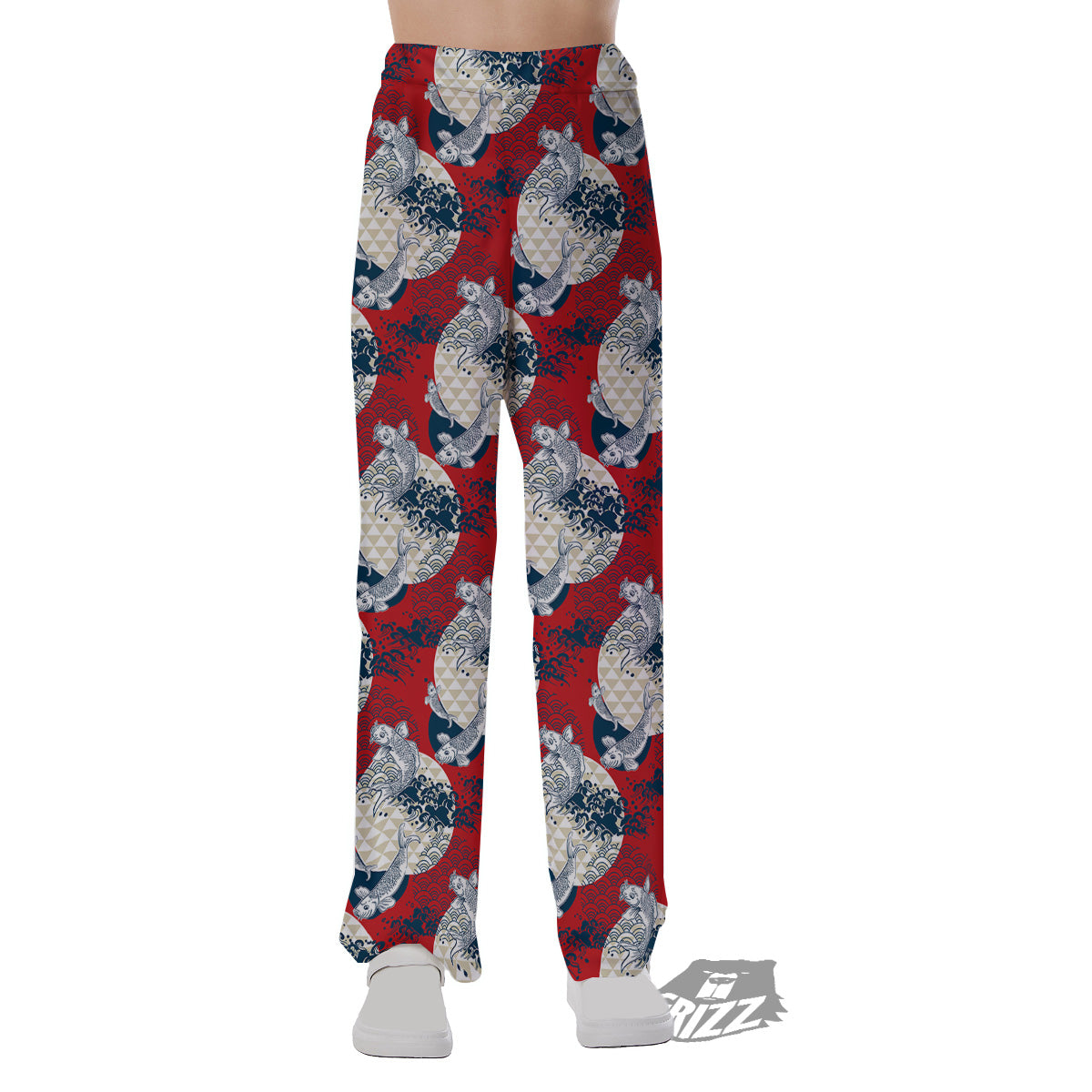 Koi Fish Japanese Wave Print Pattern Pajama Pants-grizzshop
