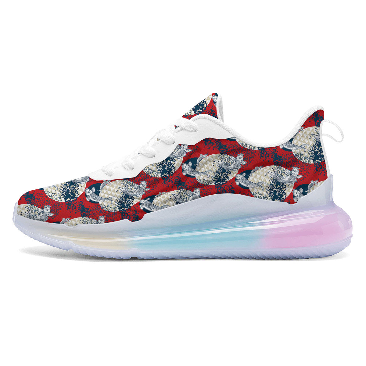 Koi Fish Japanese Wave Print Pattern Running Sneakers-grizzshop