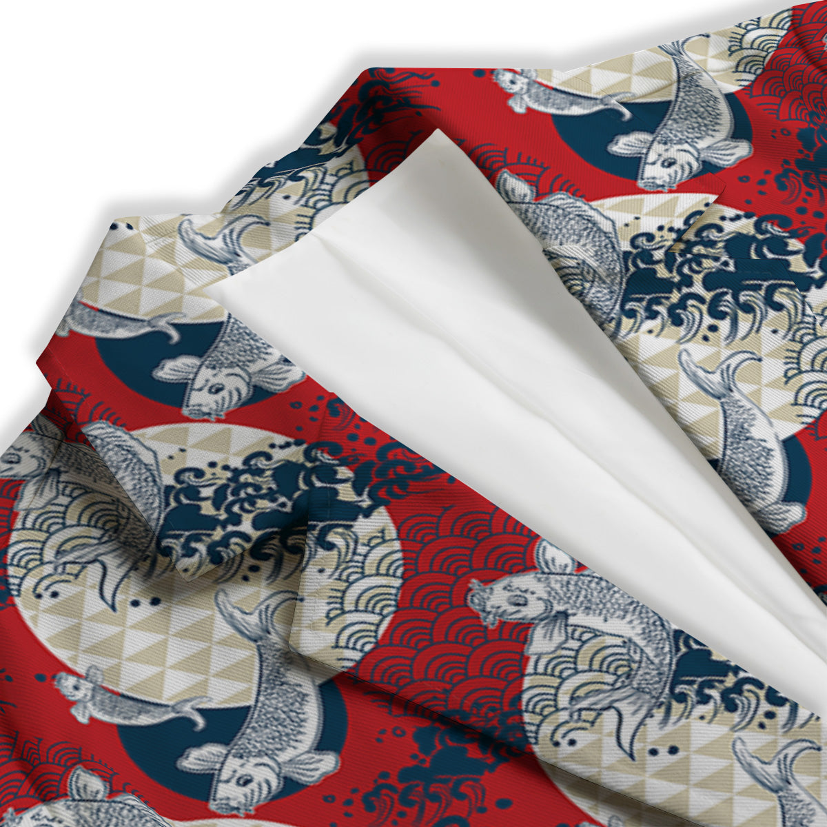 Koi Fish Japanese Wave Print Pattern Women's Blazer-grizzshop