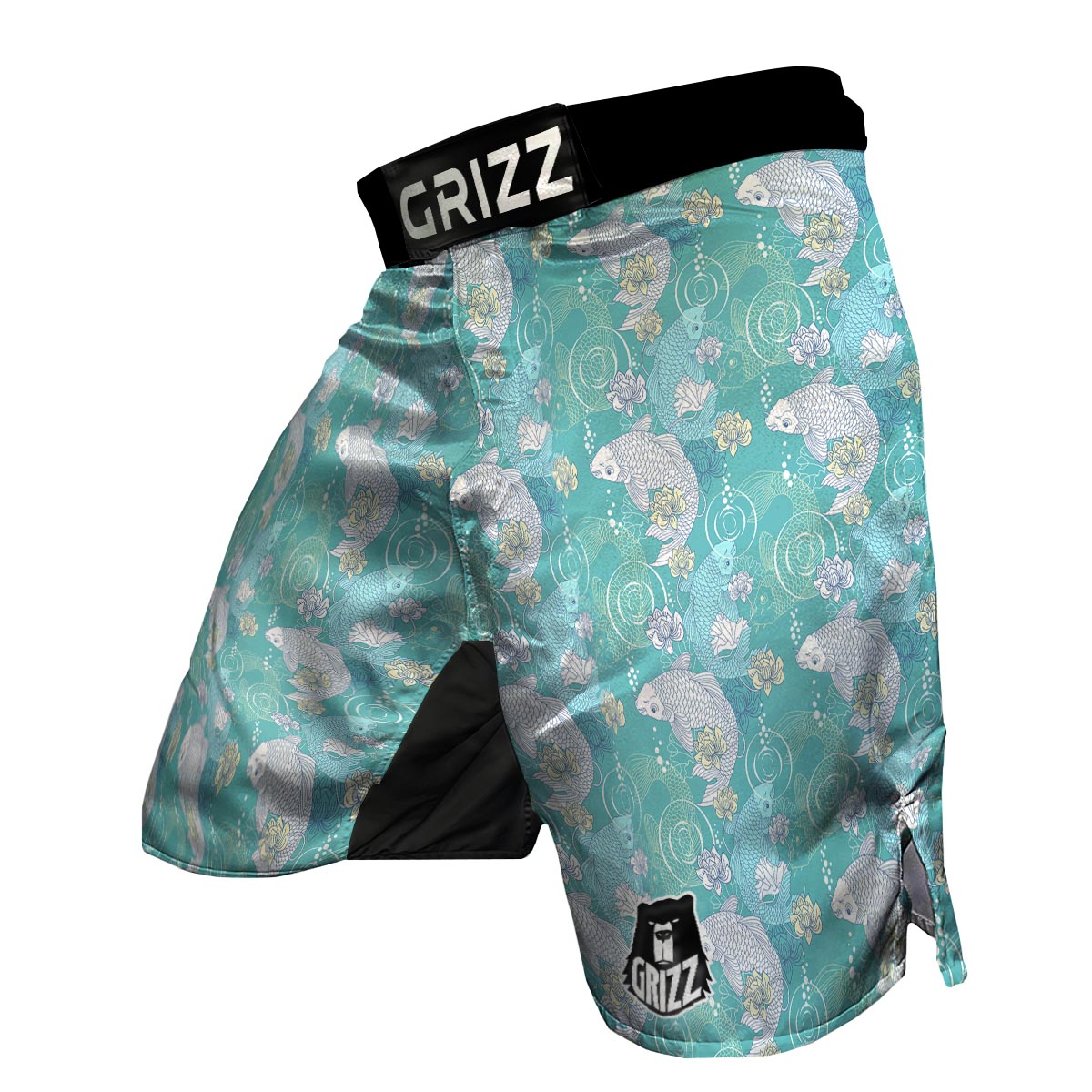 Koi Fish Lotus Pattern Print MMA Shorts-grizzshop