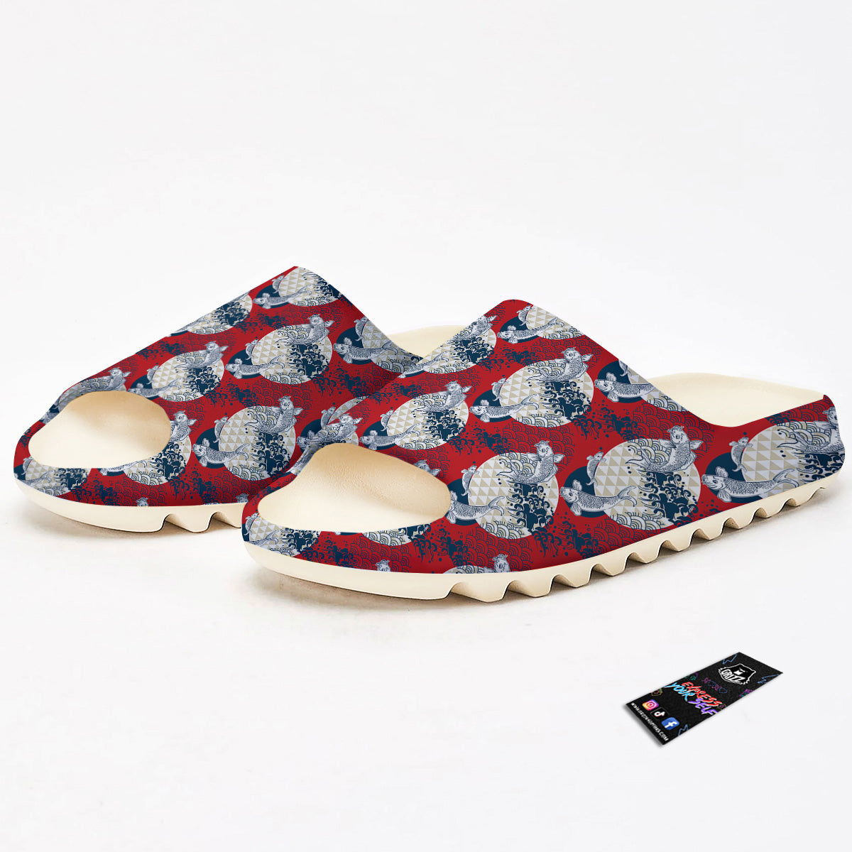 Koi Fish Japanese Wave Print Pattern Sandals-grizzshop