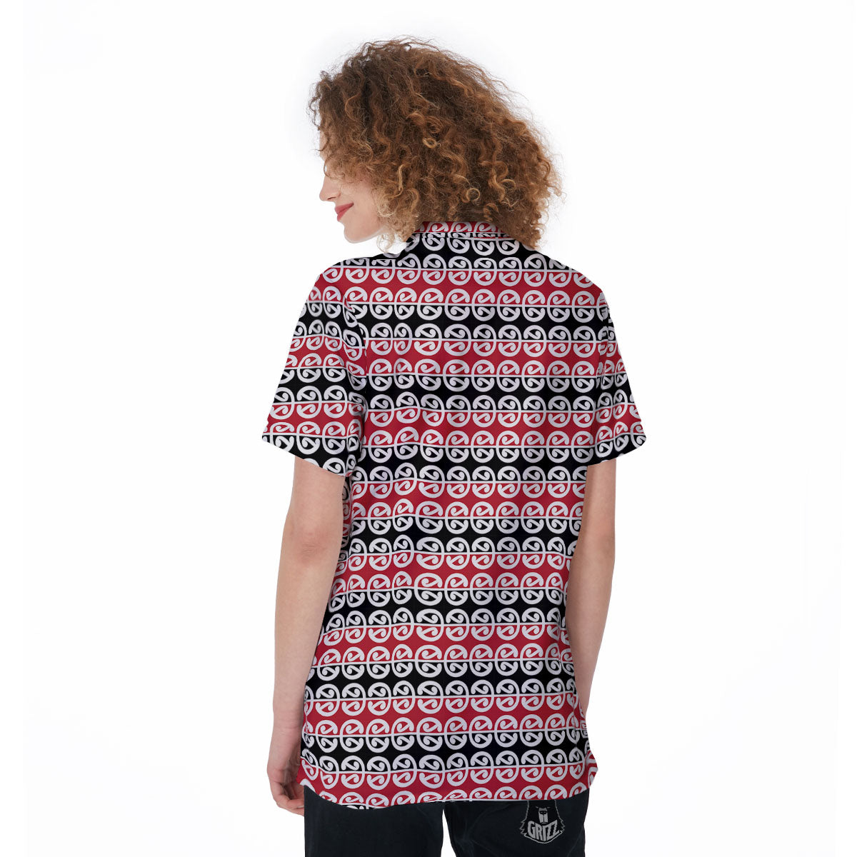 Kowhaiwhai Maori Print Pattern Women's Golf Shirts-grizzshop