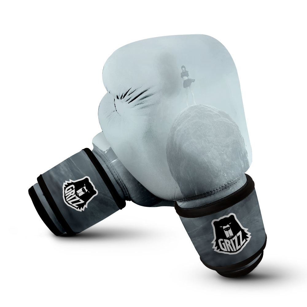 Kraken And Girl On Sea Print Boxing Gloves-grizzshop