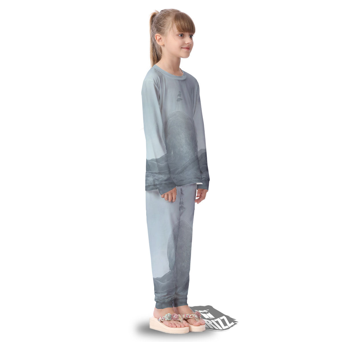 Kraken And Girl On Sea Print Kid's Pajamas-grizzshop