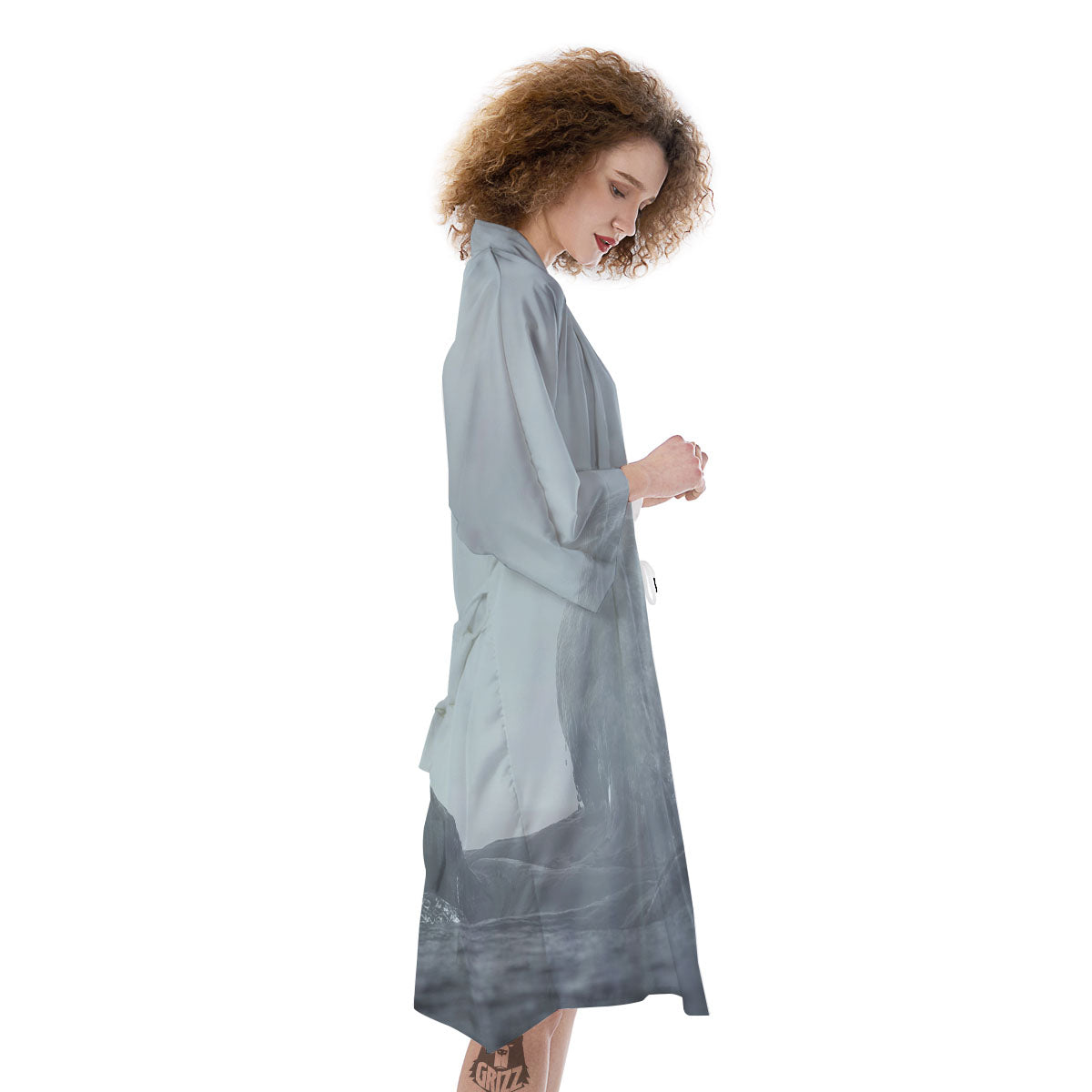 Kraken And Girl On Sea Print Kimono-grizzshop