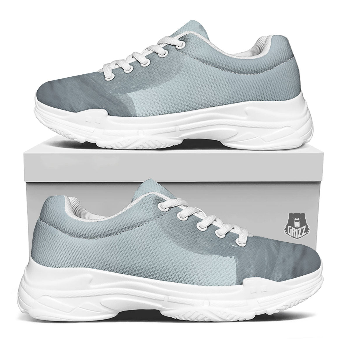 Kraken And Girl On Sea Print White Chunky Shoes-grizzshop