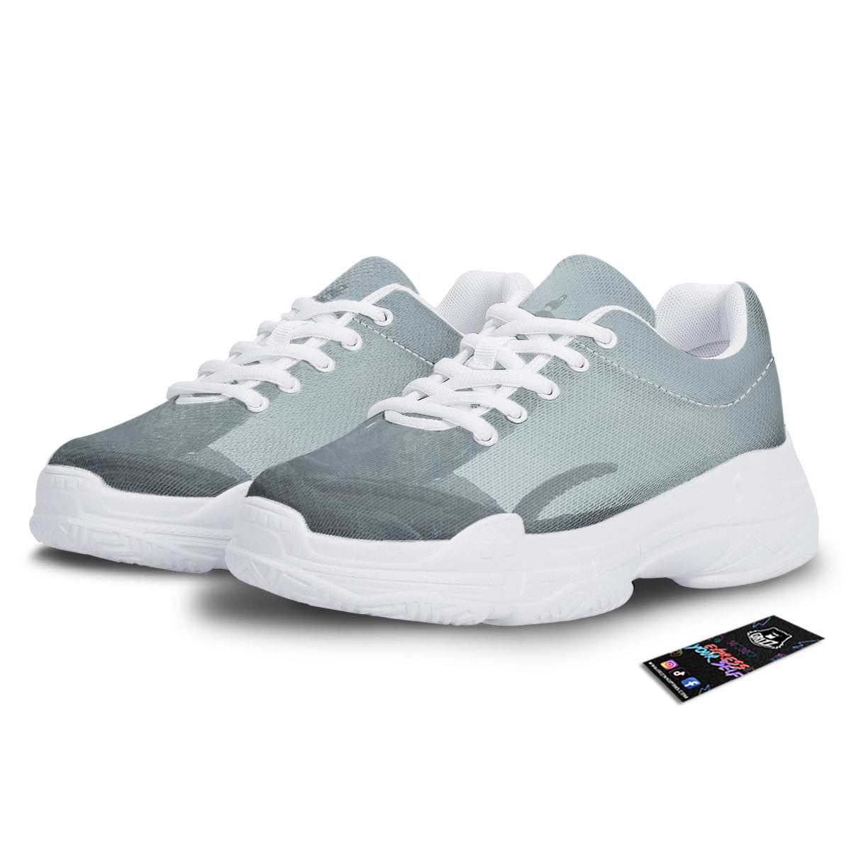 Kraken And Girl On Sea Print White Chunky Shoes-grizzshop