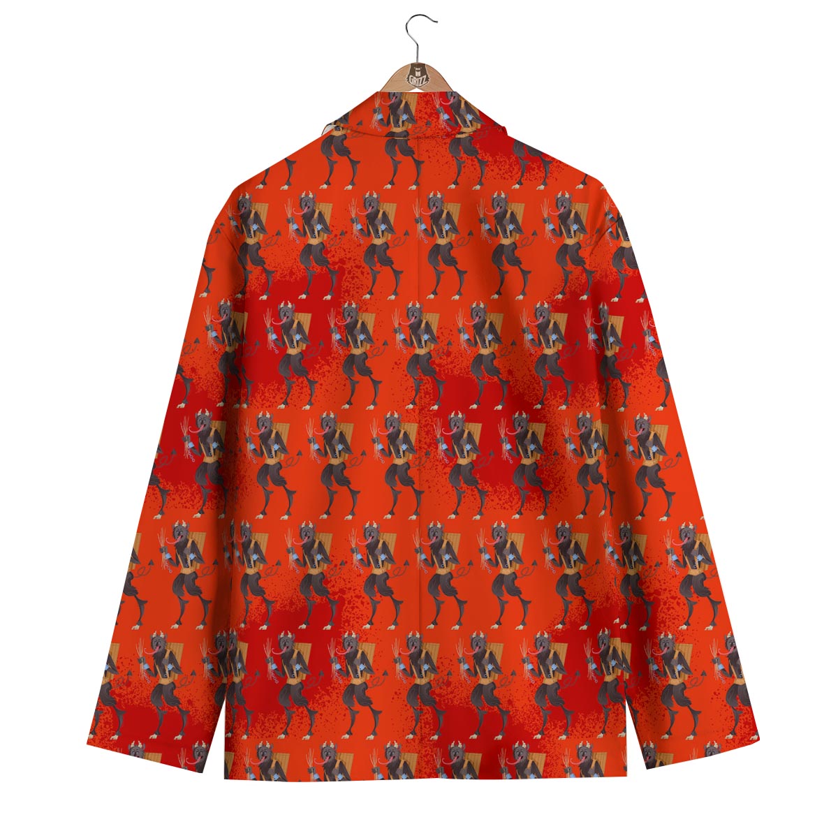 Krampus Pattern Print Men's Blazer-grizzshop
