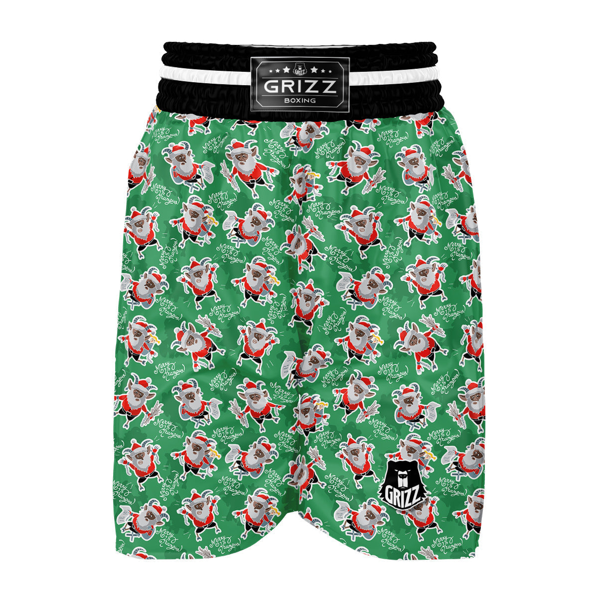 Krampus Print Pattern Boxing Shorts-grizzshop