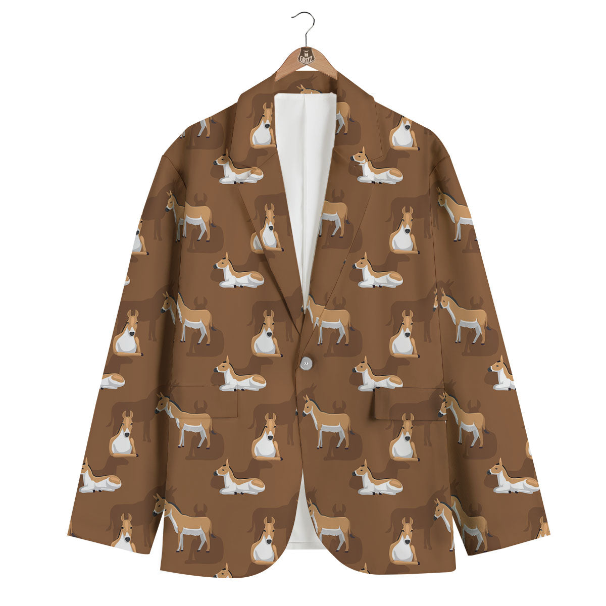 Kulan Donkey Cartoon Print Pattern Men's Blazer-grizzshop