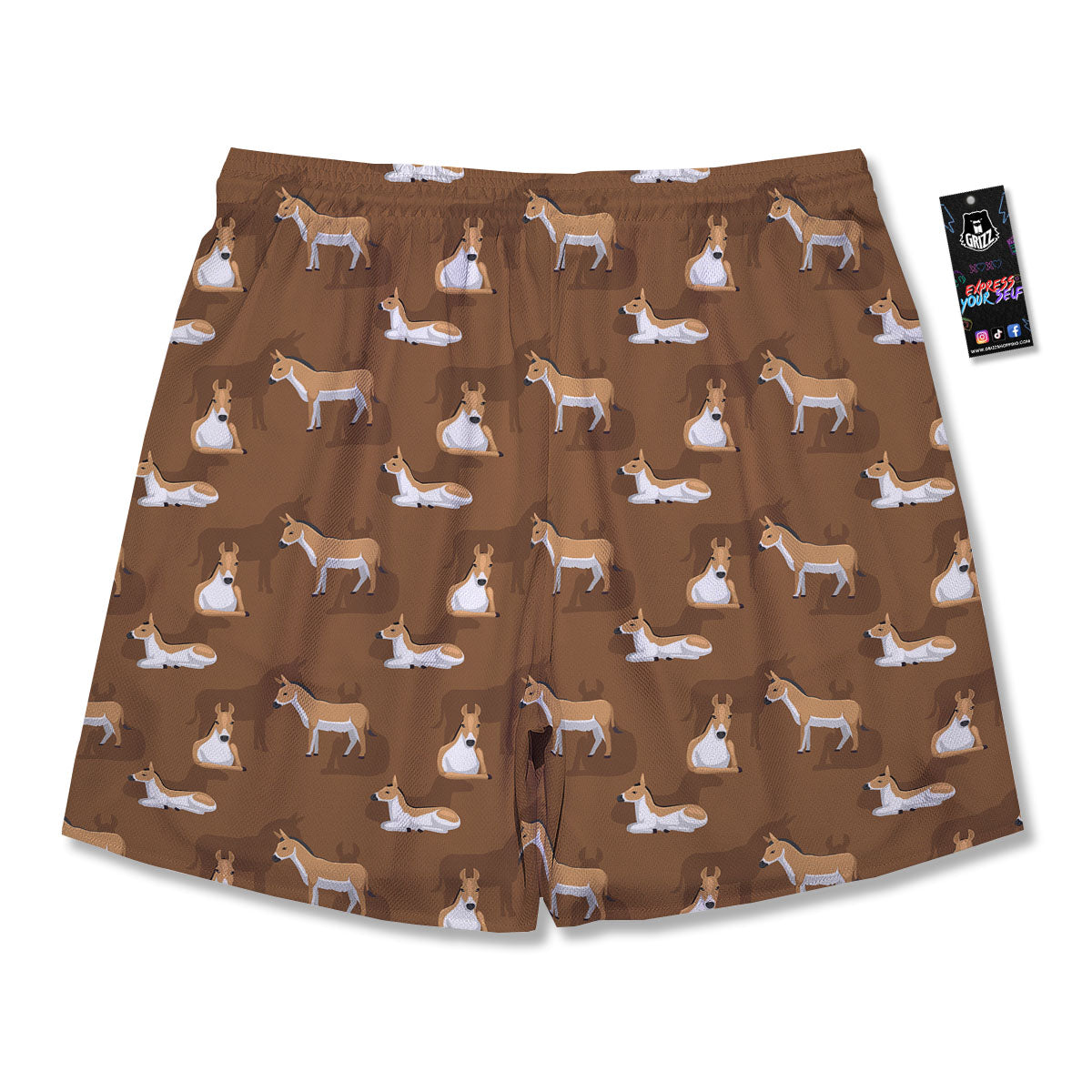Kulan Donkey Cartoon Print Pattern Men's Running Shorts-grizzshop