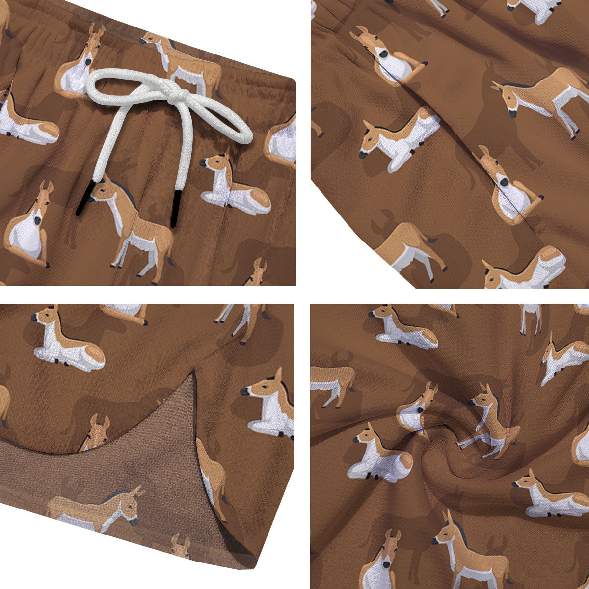 Kulan Donkey Cartoon Print Pattern Men's Running Shorts-grizzshop