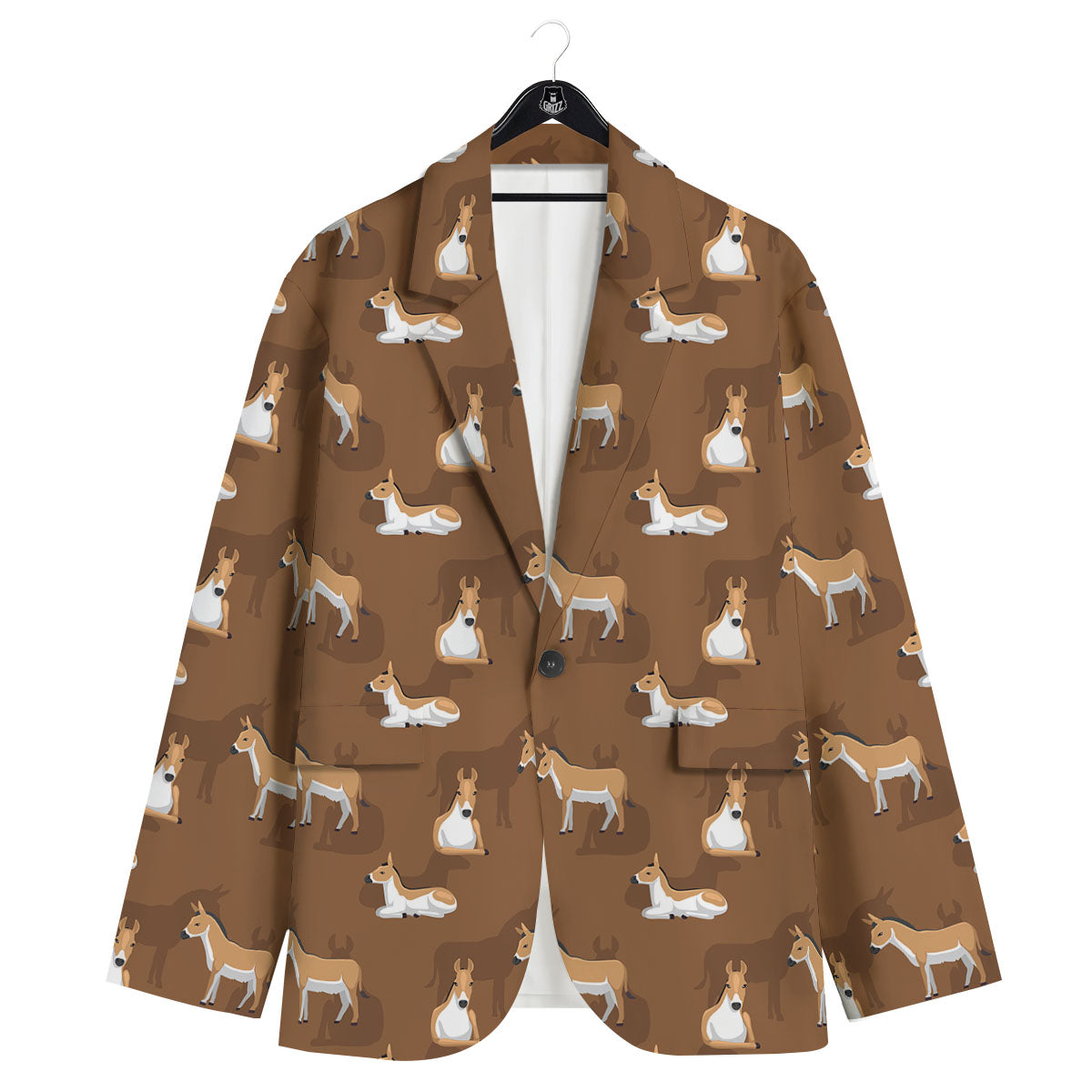Kulan Donkey Cartoon Print Pattern Men's Sport Coat-grizzshop