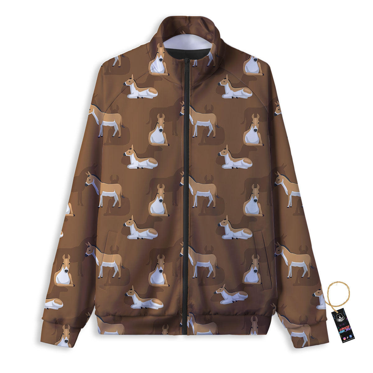 Kulan Donkey Cartoon Print Pattern Track Jacket-grizzshop