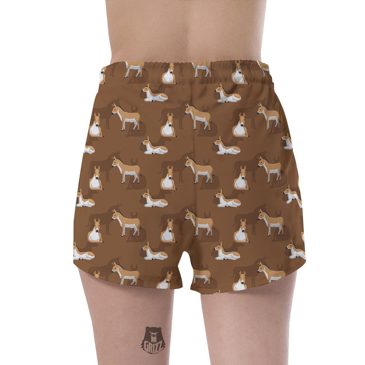 Kulan Donkey Cartoon Print Pattern Women's Shorts-grizzshop
