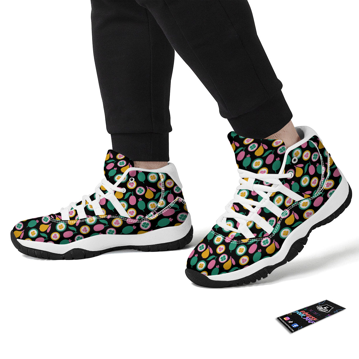 Kumquat Colorful Print Pattern White Bball Shoes-grizzshop