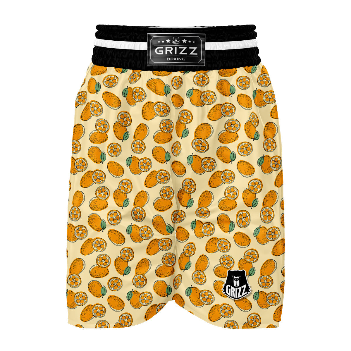 Kumquat Orange Print Pattern Boxing Shorts-grizzshop