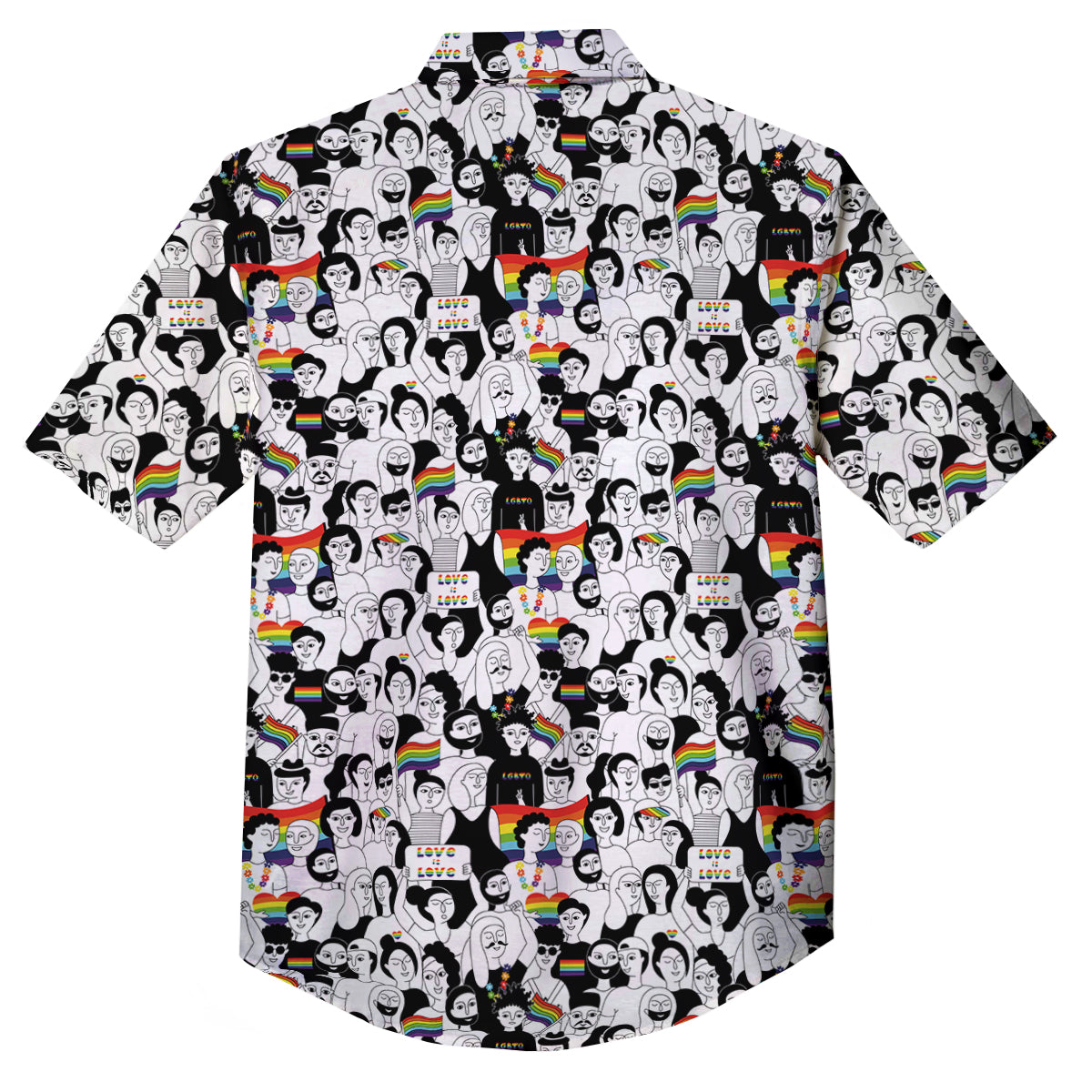 LGBT Doodle Pride Parade Print Pattern Button Up Shirt-grizzshop