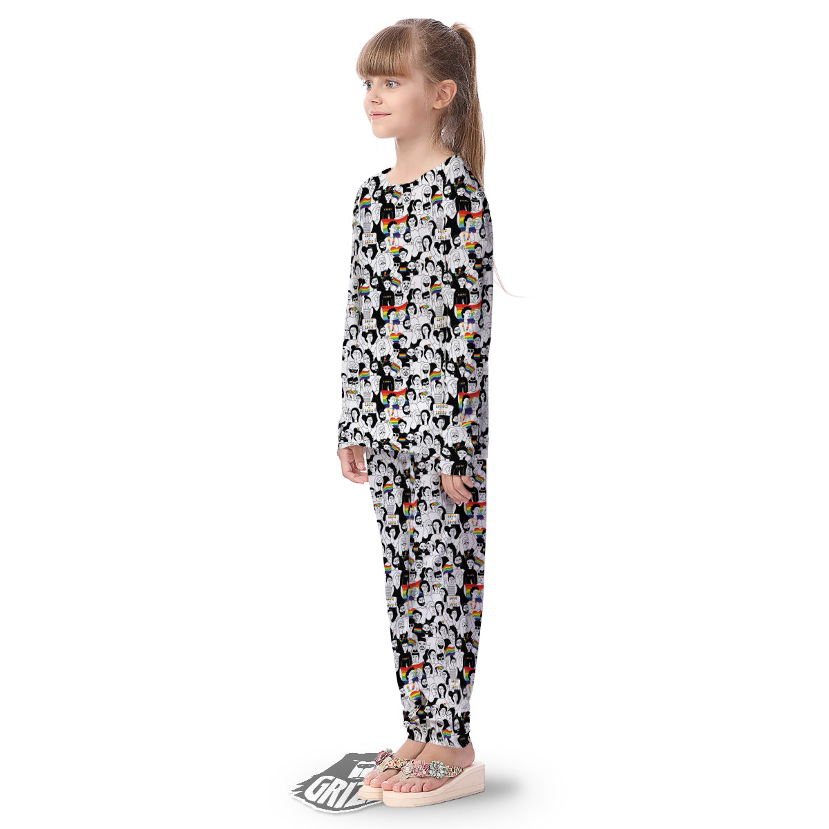 LGBT Doodle Pride Parade Print Pattern Kid's Pajamas-grizzshop