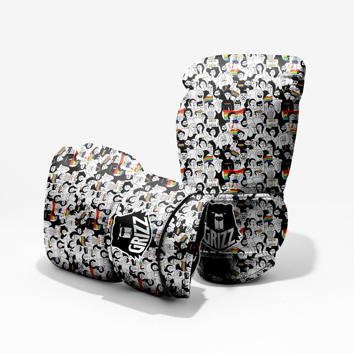 LGBT Doodle Pride Parade Print Pattern Pro Boxing Glove