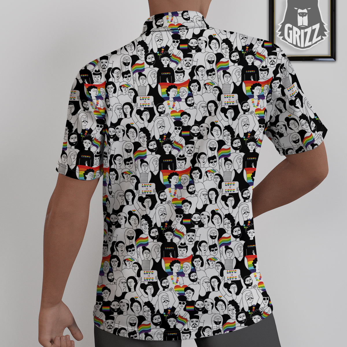 LGBT Doodle Pride Parade Print Pattern Untucked Shirts-grizzshop