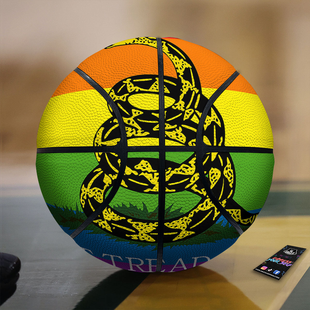 LGBT Gadsden Rainbow Flag Print Basketball-grizzshop