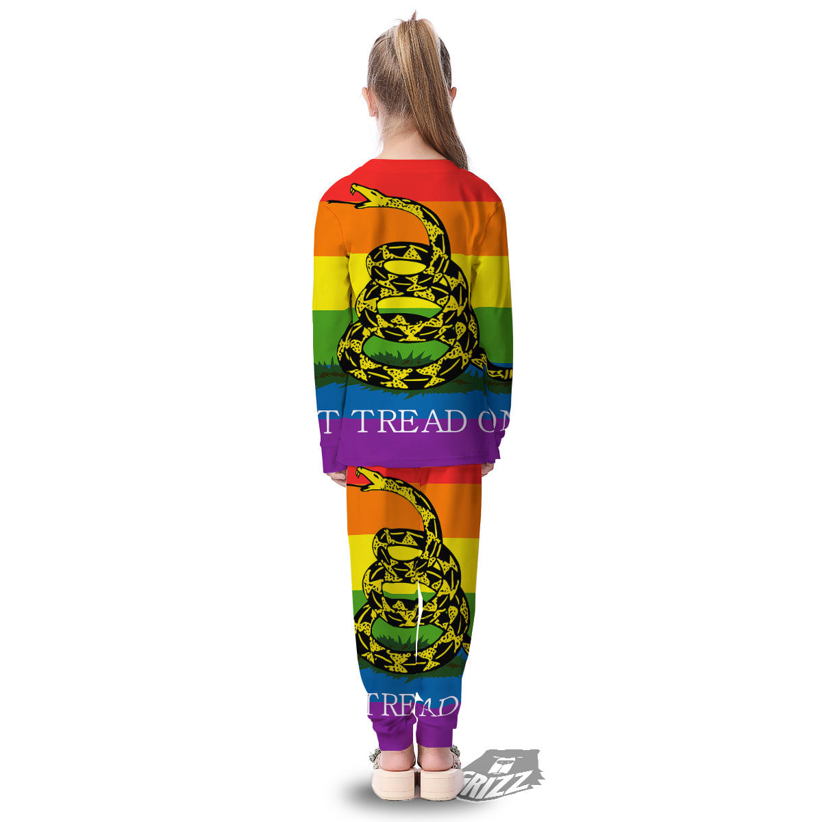 LGBT Gadsden Rainbow Flag Print Kid's Pajamas-grizzshop
