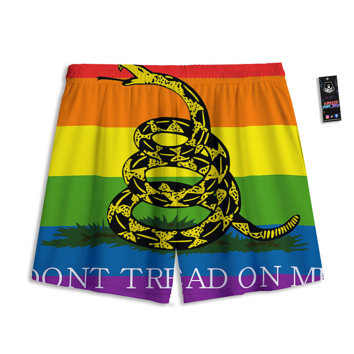 LGBT Gadsden Rainbow Flag Print Mesh Shorts