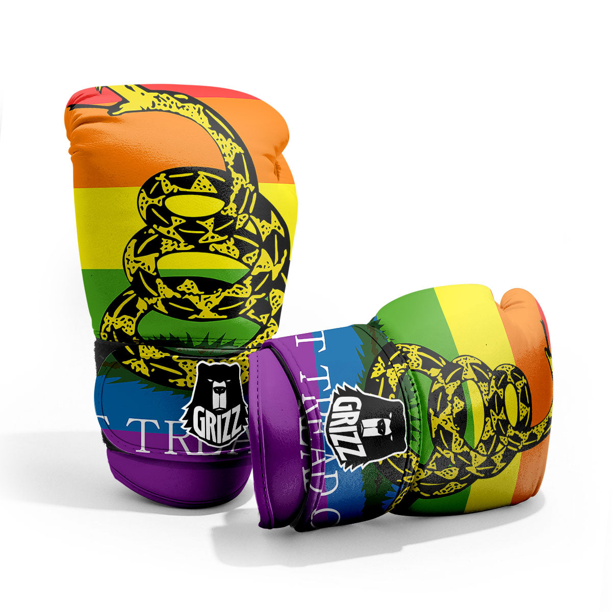 LGBT Gadsden Rainbow Flag Print Pro Boxing Glove