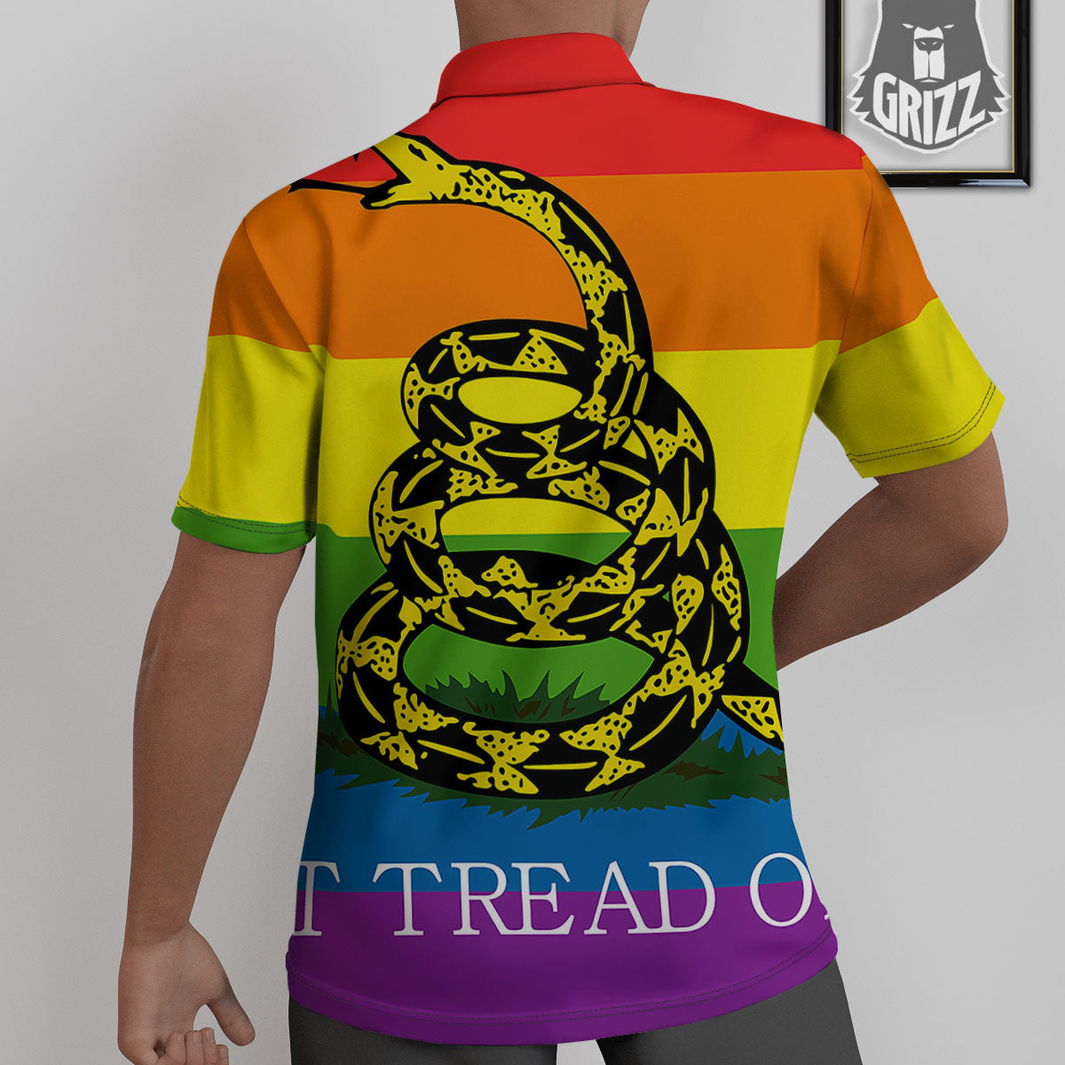 LGBT Gadsden Rainbow Flag Print Untucked Shirts-grizzshop