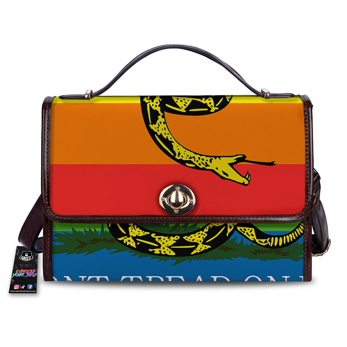 LGBT Gadsden Rainbow Flag Print Women's Satchel Bag-grizzshop