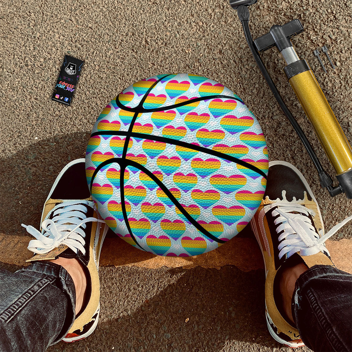 LGBT Heart Rainbow Print Pattern Basketball-grizzshop