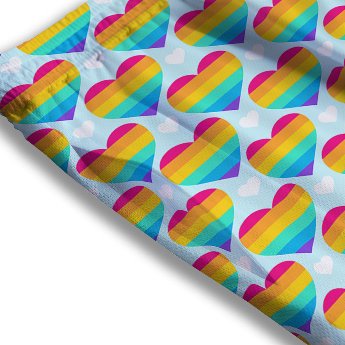 LGBT Heart Rainbow Print Pattern Mesh Shorts-grizzshop