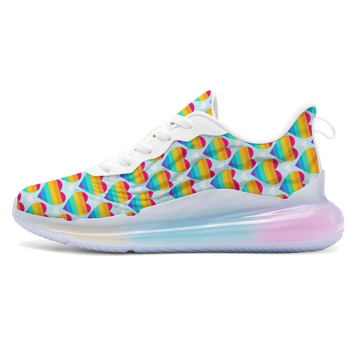 LGBT Heart Rainbow Print Pattern Running Sneakers-grizzshop
