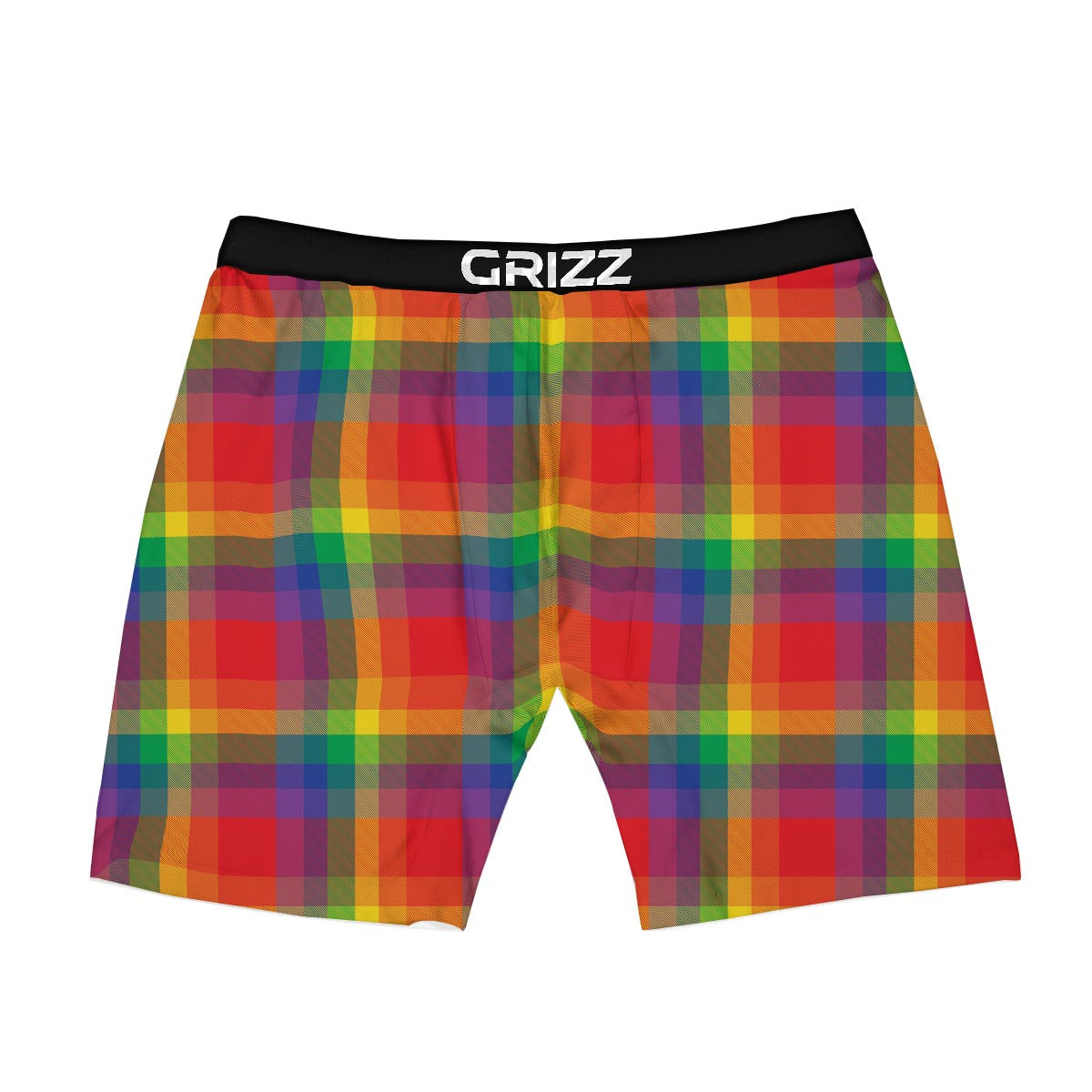LGBT Plaid Rainbow Print Pattern Boxer Briefs-grizzshop