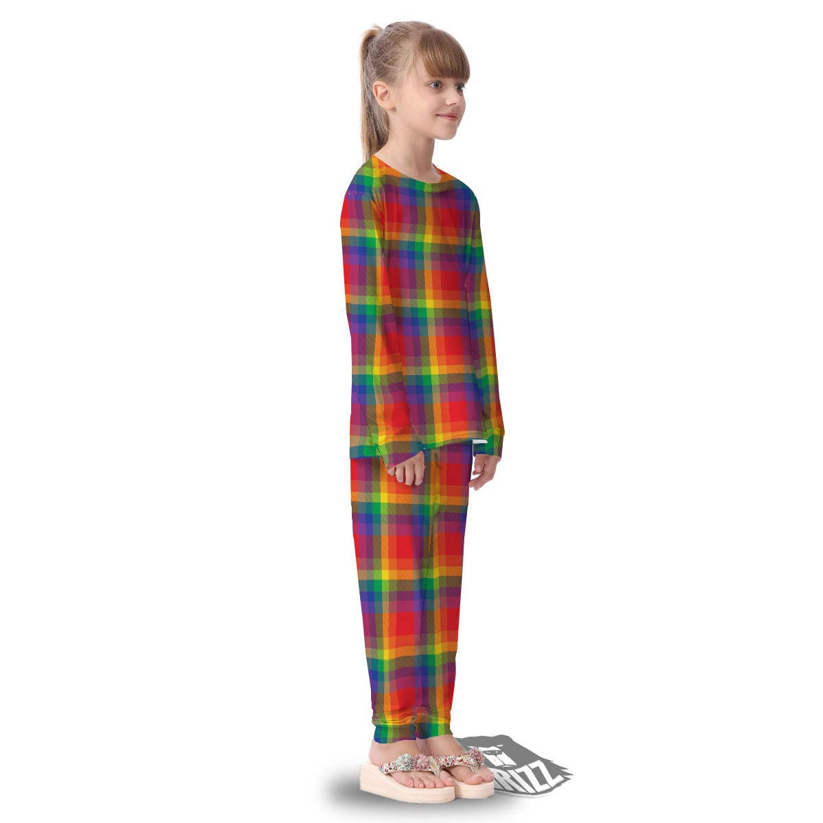 LGBT Plaid Rainbow Print Pattern Kid's Pajamas-grizzshop