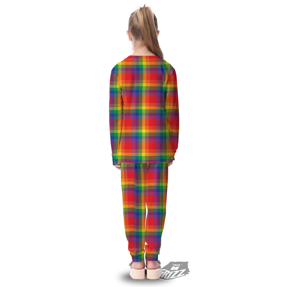 LGBT Plaid Rainbow Print Pattern Kid's Pajamas-grizzshop
