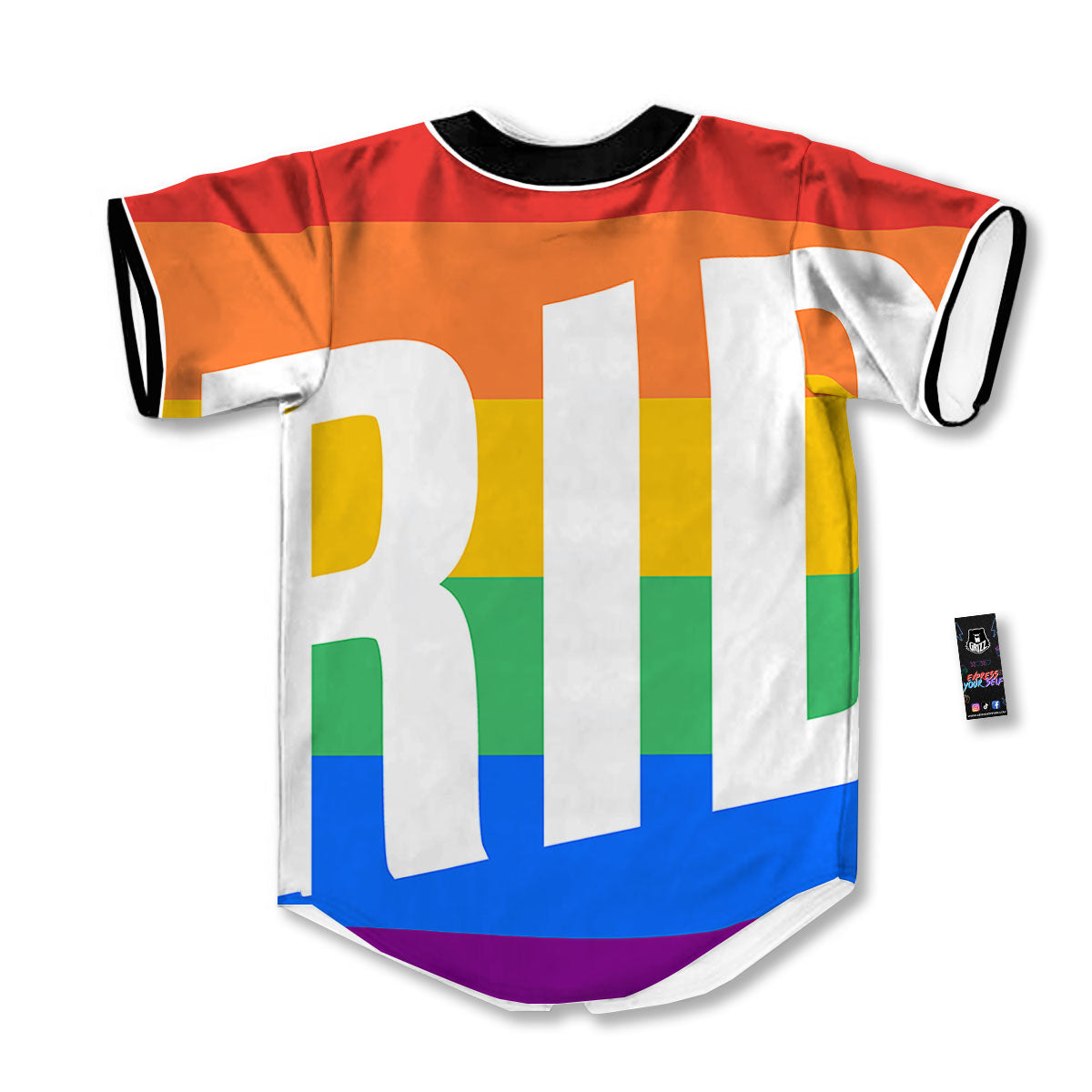 LGBT Pride Flag Pattern Print Baseball Jersey-grizzshop