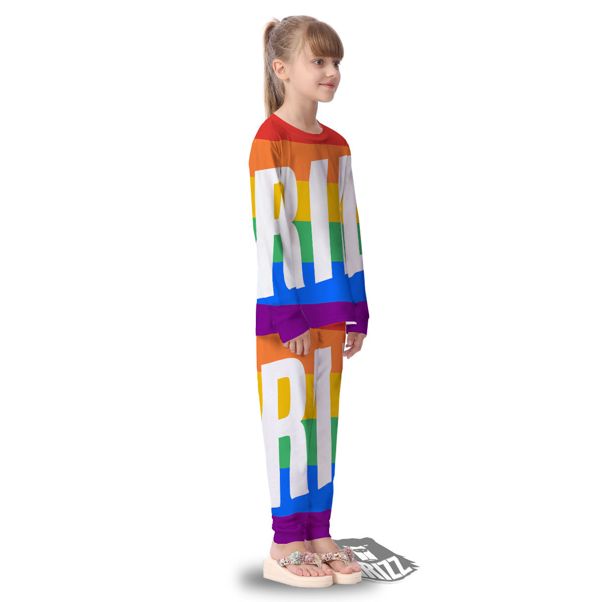 LGBT Pride Flag Pattern Print Kid's Pajamas-grizzshop