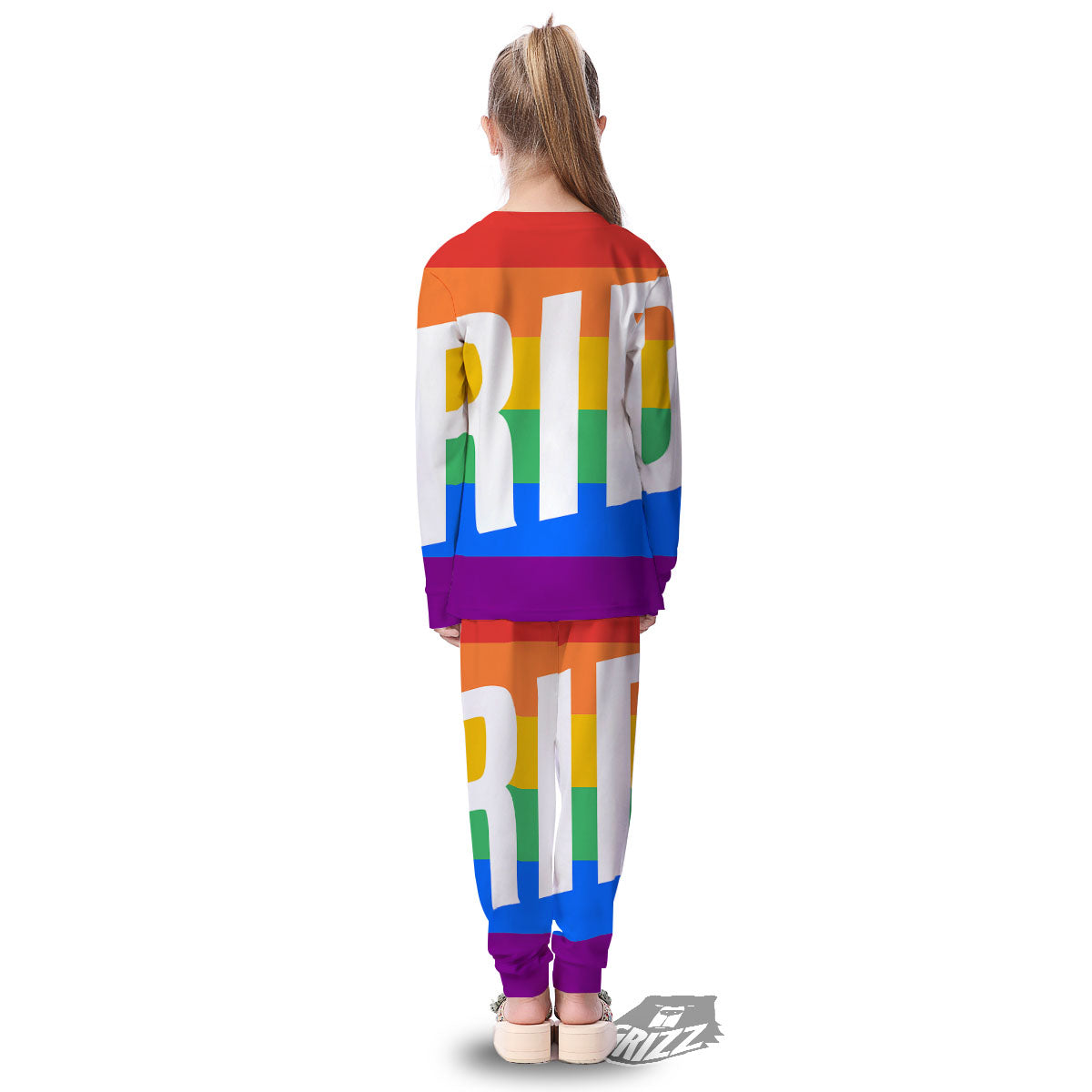 LGBT Pride Flag Pattern Print Kid's Pajamas-grizzshop
