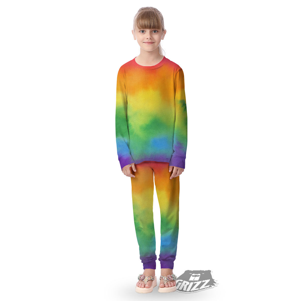 LGBT Pride Watercolor Rainbow Print Kid's Pajamas-grizzshop