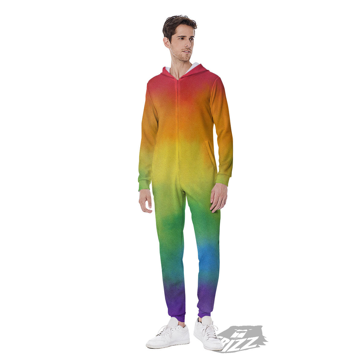 LGBT Pride Watercolor Rainbow Print Men's Jumpsuit-grizzshop