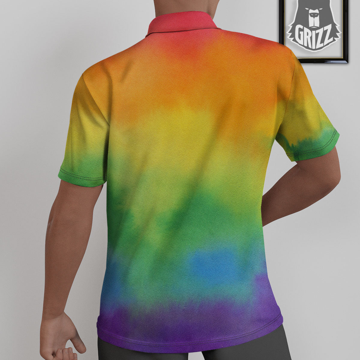 LGBT Pride Watercolor Rainbow Print Untucked Shirts-grizzshop