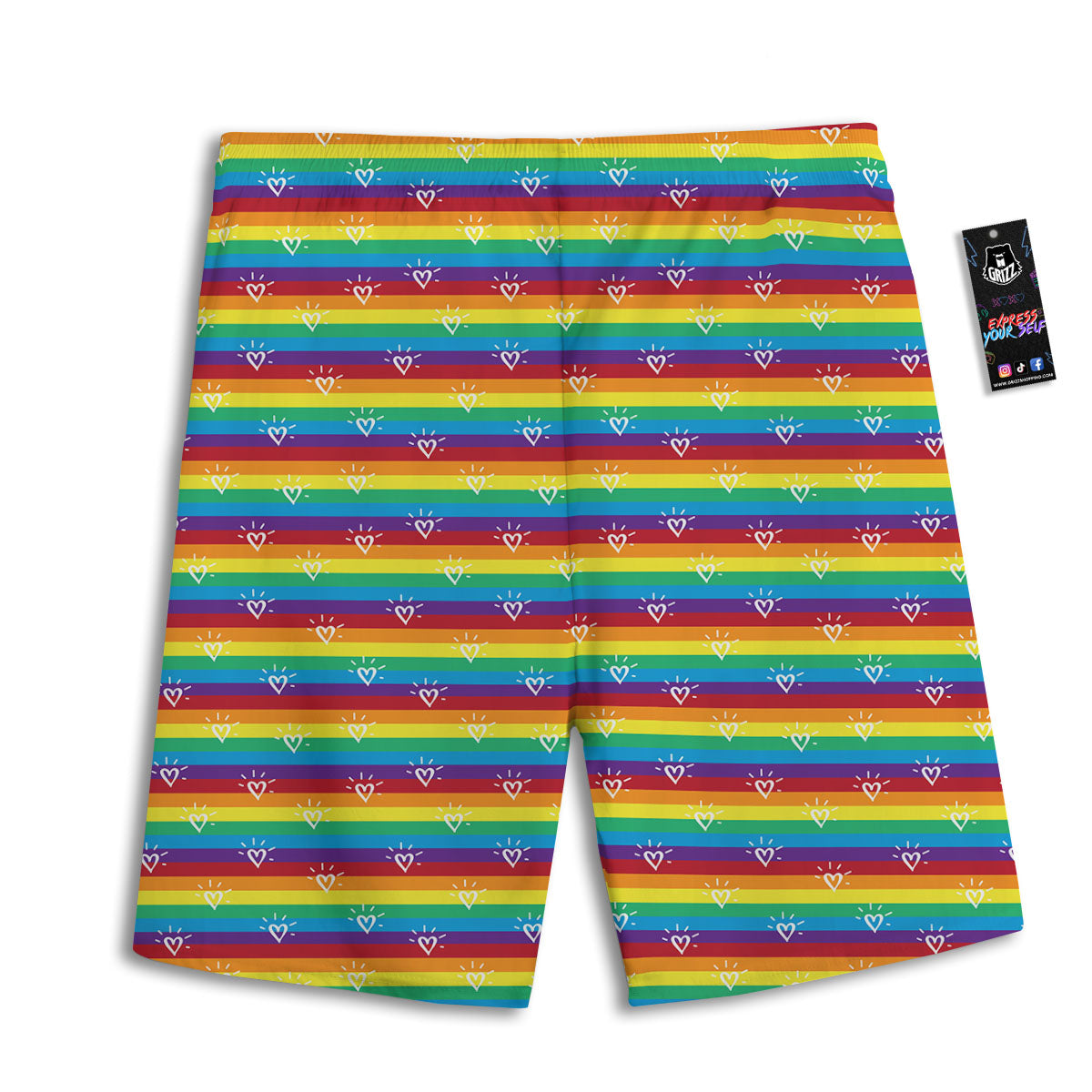 LGBT Stripes Abstract Rainbow Print Men's Athletic Shorts