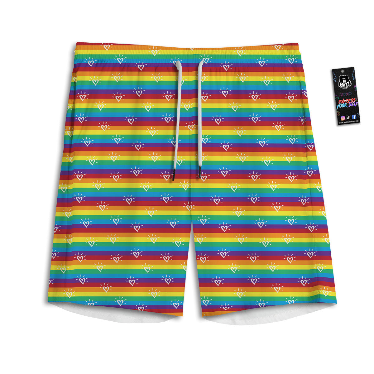 LGBT Stripes Abstract Rainbow Print Men's Athletic Shorts