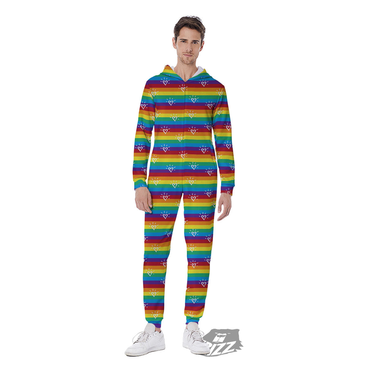 LGBT Stripes Abstract Rainbow Print Men's Jumpsuit-grizzshop