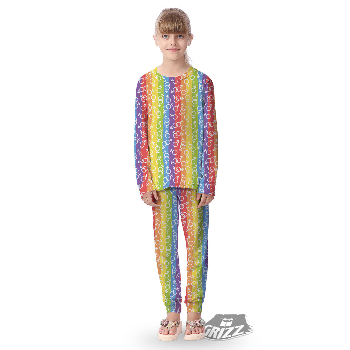 LGBT Symbols Rainbow Print Pattern Kid's Pajamas-grizzshop