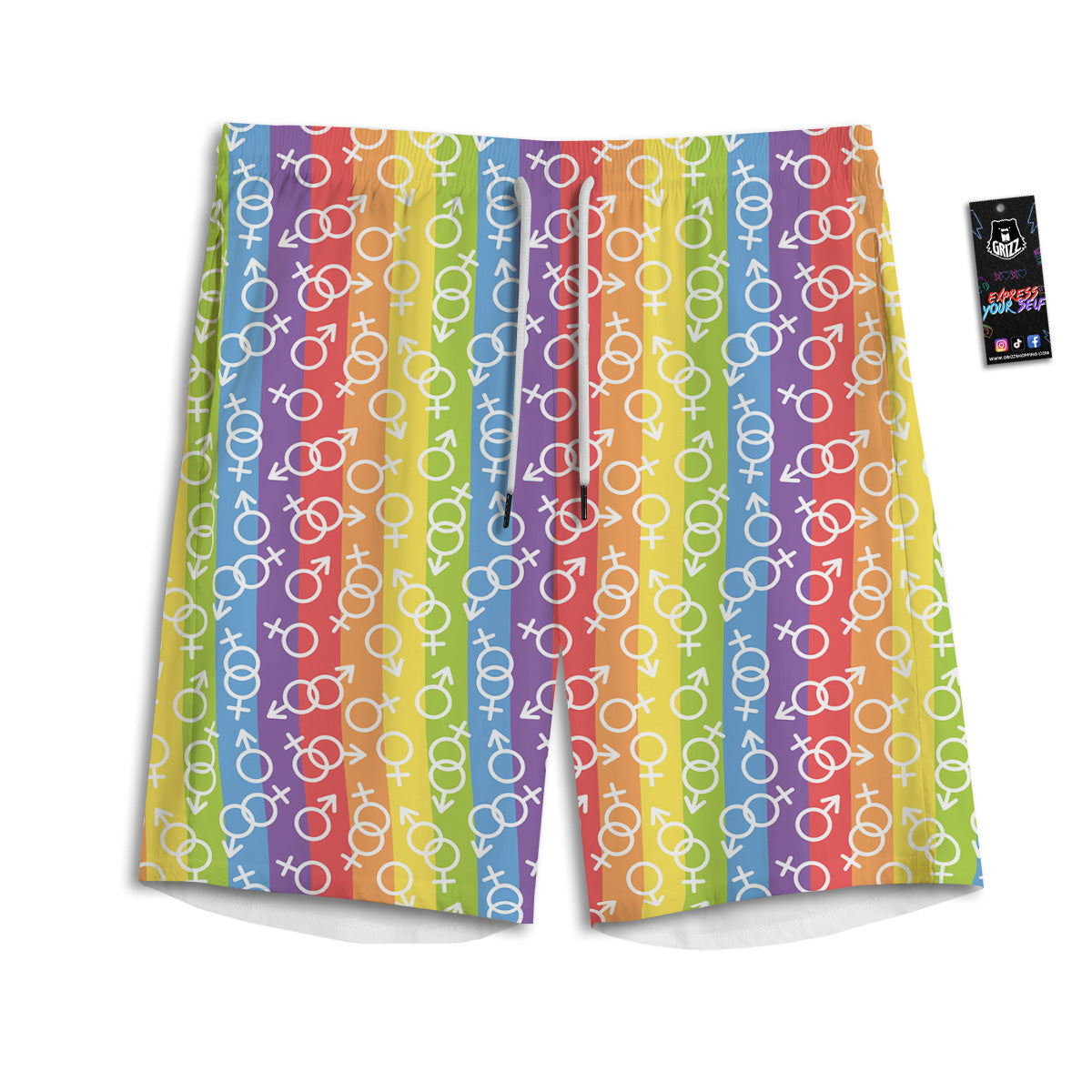 LGBT Symbols Rainbow Print Pattern Men's Athletic Shorts
