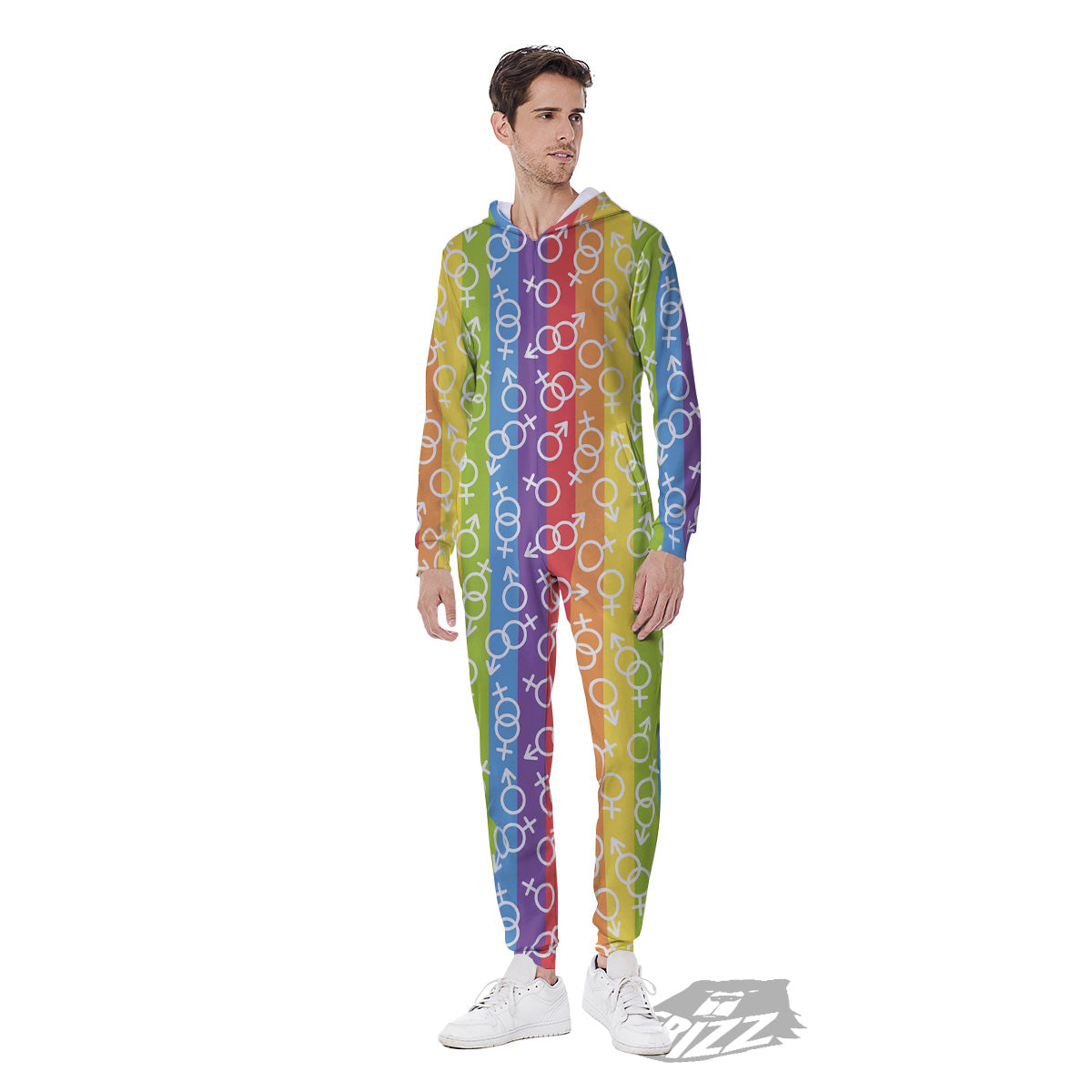LGBT Symbols Rainbow Print Pattern Men's Jumpsuit-grizzshop