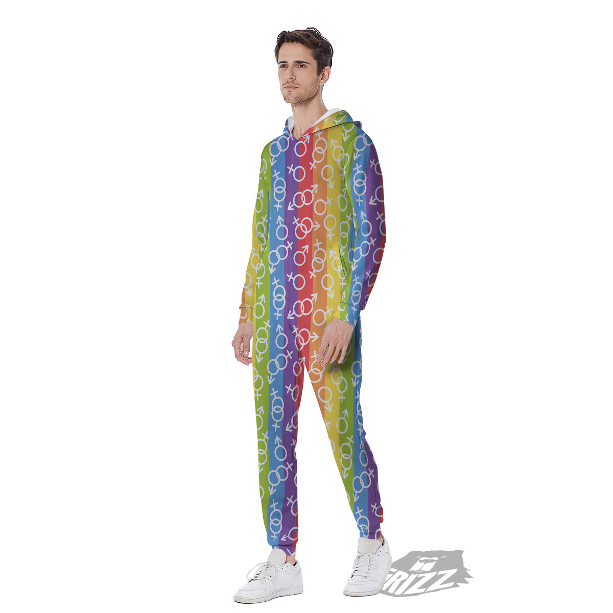 LGBT Symbols Rainbow Print Pattern Men's Jumpsuit-grizzshop